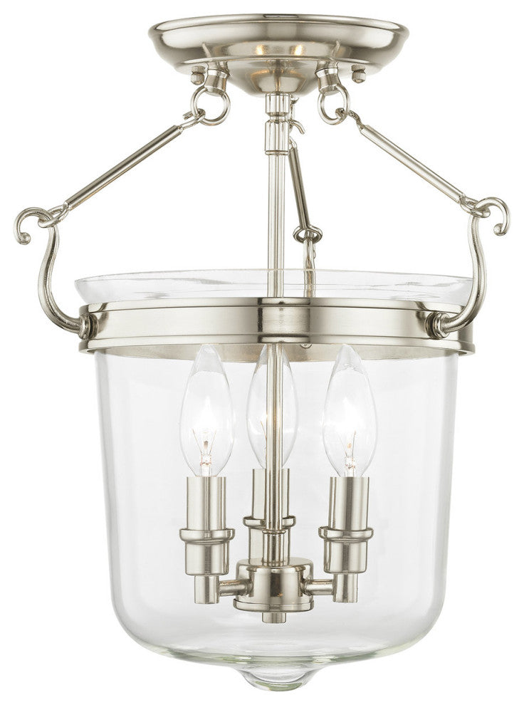 Livex 50483-35 3-Light Polished Nickel Ceiling Mount, Polished Nickel