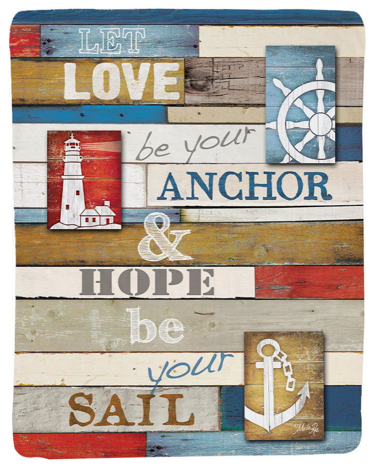 Laural Home Nautical Anchor Sherpa Throw Blanket