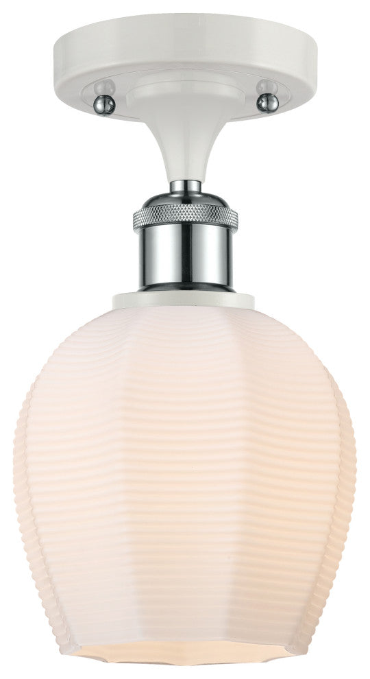 Innovations 516-1C-WPC-G461-6 1 Light Semi-Flush Mount, White, Polished Chrome
