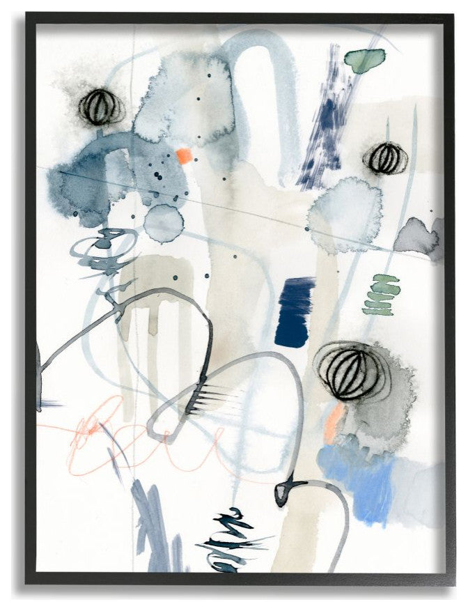 Abstract Shapes and Watercolor Linework Design16x20