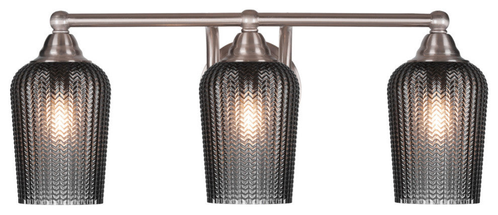 Paramount 3-Light Bath Bar, Brushed Nickel, 5" Smoke Textured Glass