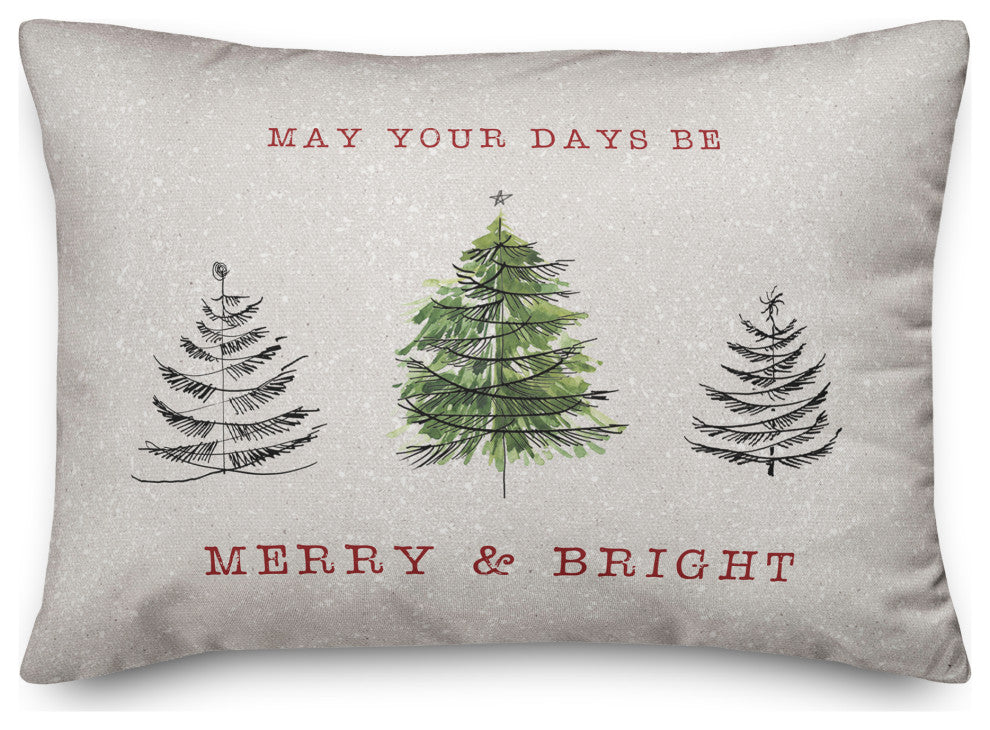Speckle Sketch Christmas Trees 14x20 Spun Poly Pillow