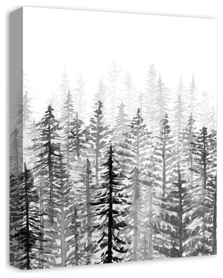 Black White Watercolor Trees 16x20 Canvas Wall Art