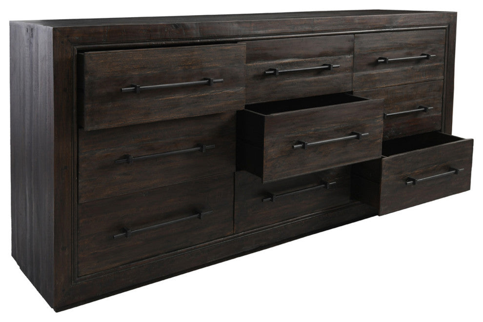 Modern Espresso Nine Drawer Dresser