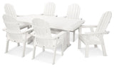 Polywood Vineyard Adirondack 7-Piece Nautical Trestle Dining Set, White