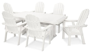 Polywood Vineyard Adirondack 7-Piece Nautical Trestle Dining Set, White