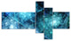 Blue Rotating Polyhedron, Abstract Canvas Art Print, 60"x32", 5 panels