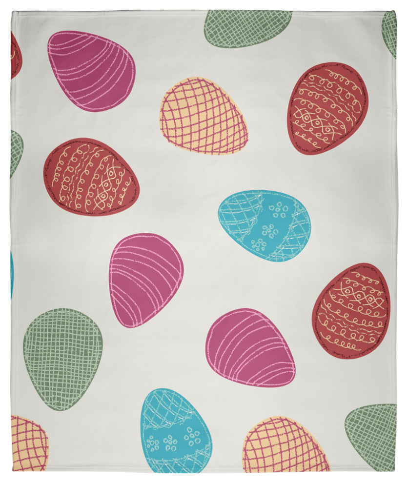 60 x 80 in Egg Hunt Easter Throw Blanket, Whisper White
