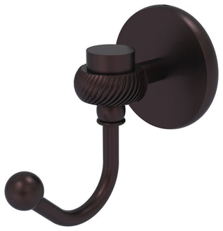 Satellite Orbit One Robe Hook With Twist Accents, Antique Bronze