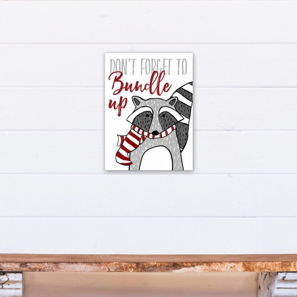 Bundle Up Raccoon 12x16 Canvas Wall Art