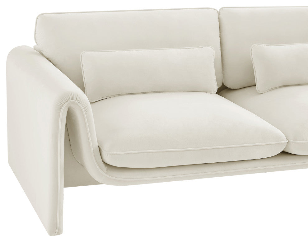 Sloan Cream Velvet Fabric Loveseat