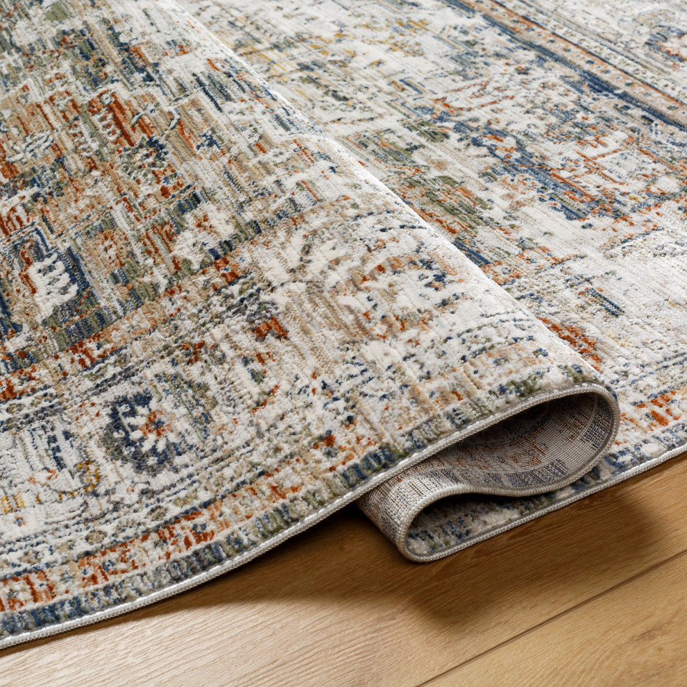 Surya Edmonton EDO-2301 Machine Woven Area Rug, Cream, 5'3" x 7'