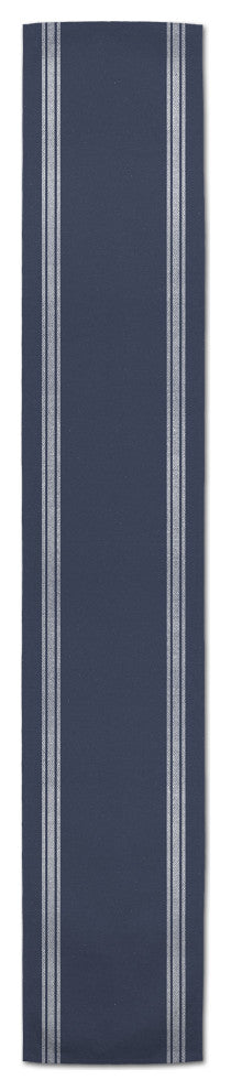 Blue Linen Stripe 16x90 Cotton Twill Runner