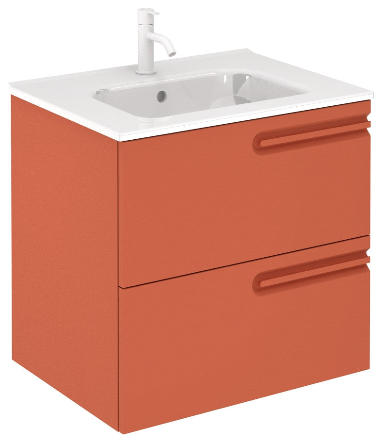 Econic Collection 2 Drawer Vanity, Terracotta, 24" Right Handle, With Enzo Sink Top