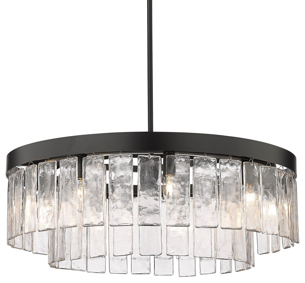 Golden Lighting 1768-9 Ciara 9 Light 27"W Waterfall Chandelier - Matte Black