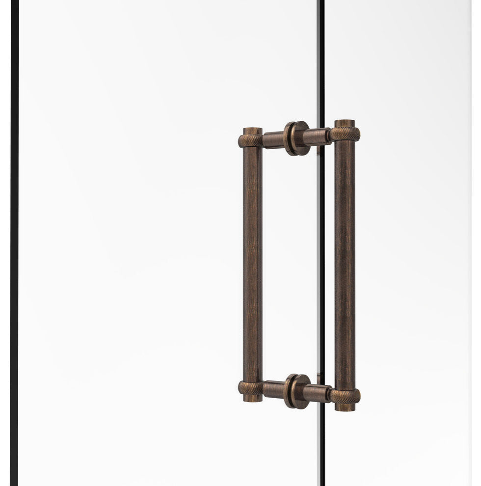 Contemporary 12" Twisted Accent Back to Back Shower Door Pull, Venetian Bronze