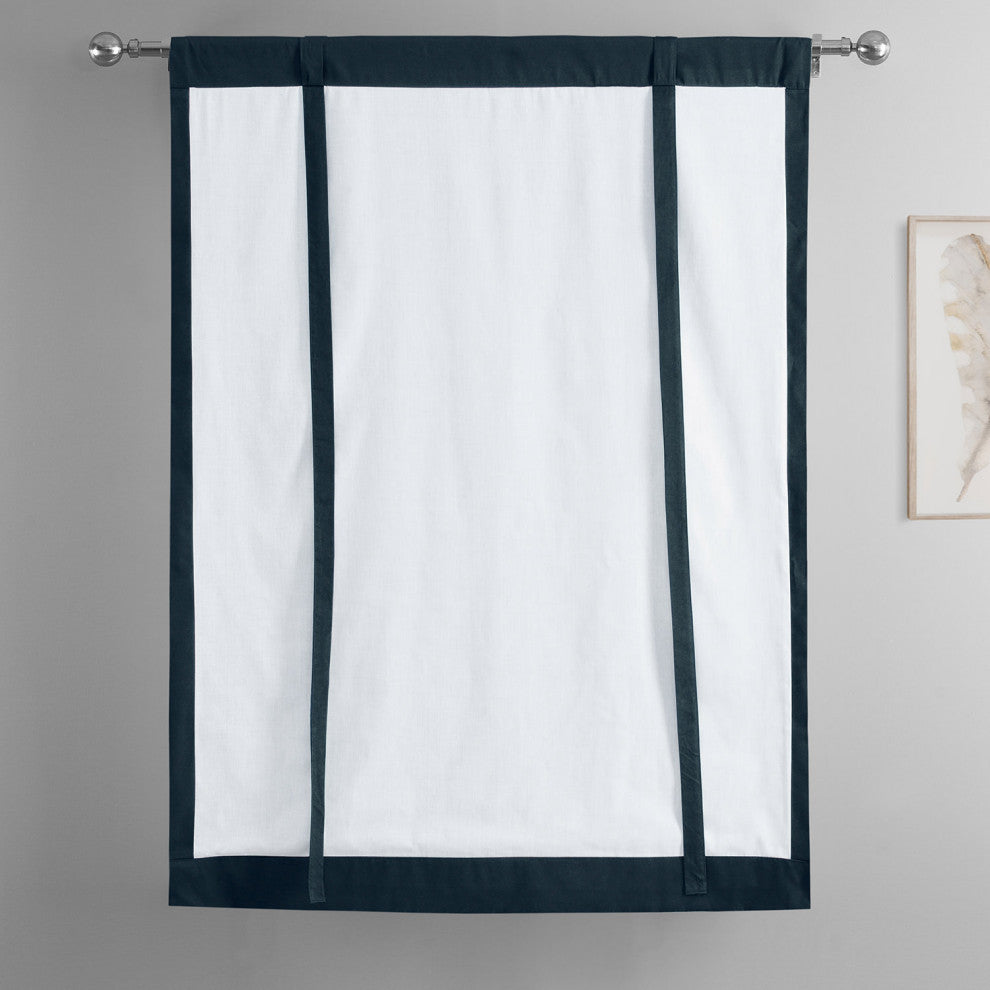 Solid Cotton Tie-Up Window Shade Single Panel, 46W x 63L, Polo Navy, 46w X 63l