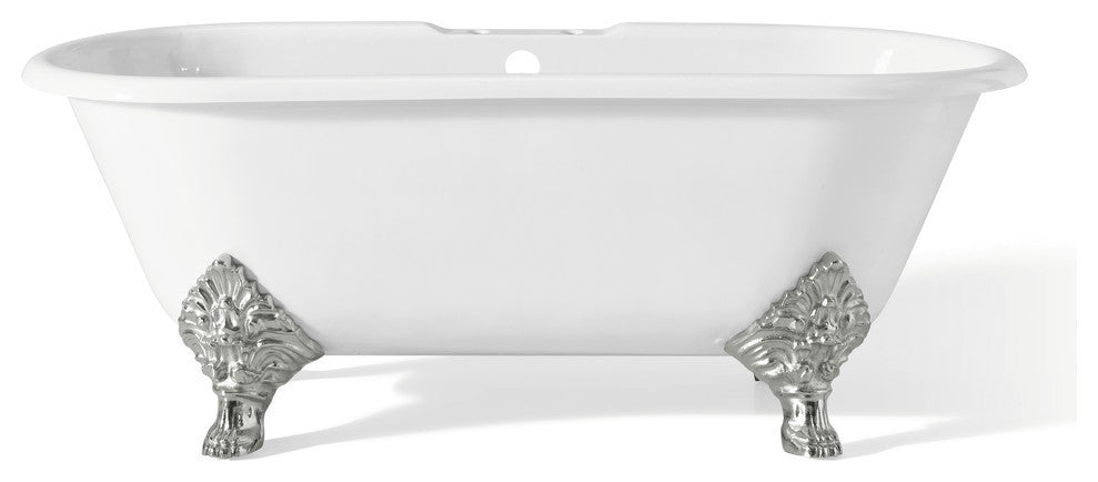 Cheviot Products Carlton Cast Iron Bathtub With Faucet Holes, Chrome