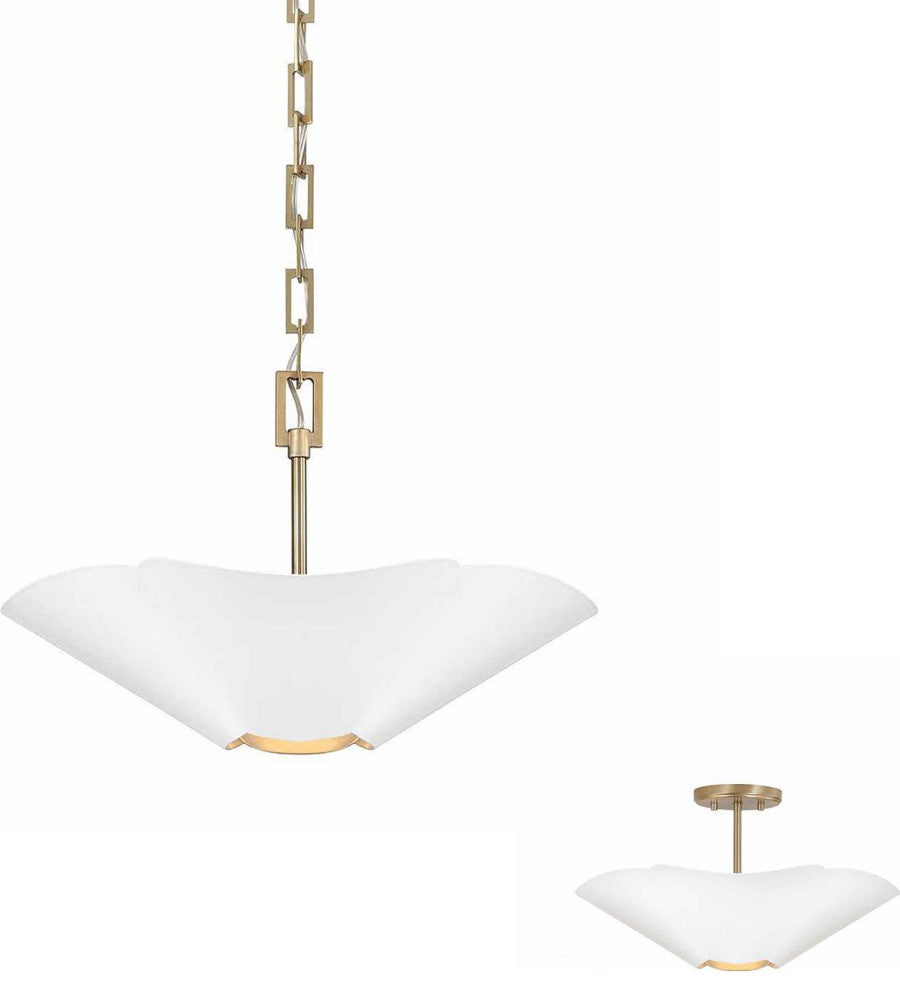 Capital Lighting 355442 Maeve 19"W Pendant / Converts to - Matte Brass / White