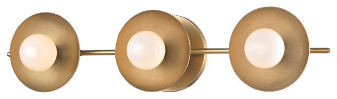 Julien 3-Light Bath Bracket With Opal Matte Shade, Finish: Aged Brass