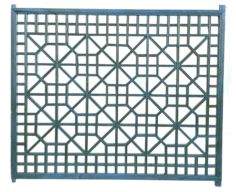 Vintage Rustic Gray Blue Grid Geometric Wood Wall Panel Hws4554