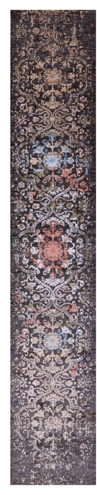 2' 6" X 14' 4" Runner Modern Wool and Silk Handmade Rug Q11838
