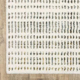 Greer Modern Dashed Lines Ivory/ Multi Area Rug, 9'10" X 12'10"