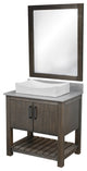 30" Vanity, Smoke Grey Quartz Top, Backsplash, Sink, Drain, and P-Trap, Matte Black, Mirror Included