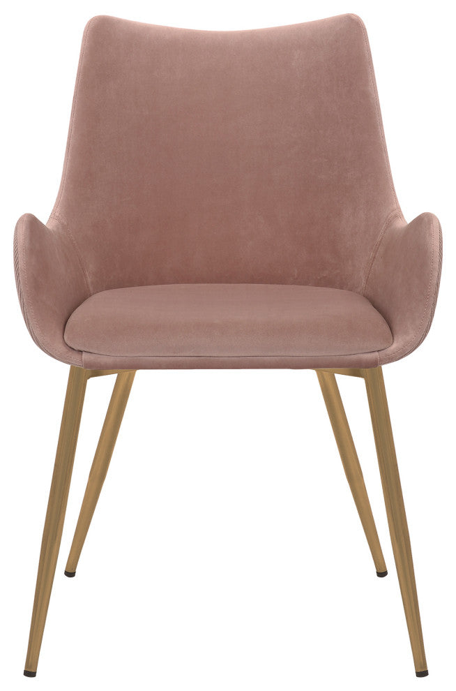 Avery Pink Fabric Dining Room Chair with Gold Legs