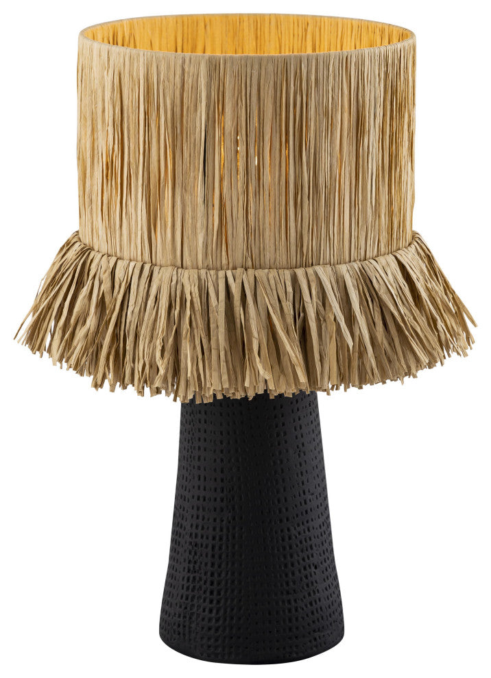 Amira Rafia Natural Table Lamp, Black,Natural