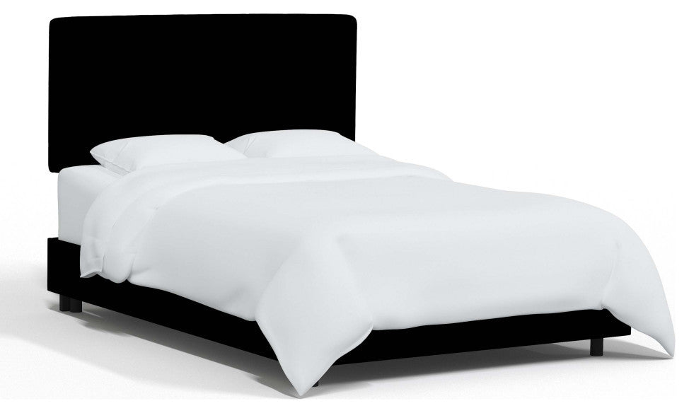 Square Upholstered Bed, Velvet Aubergine, Full