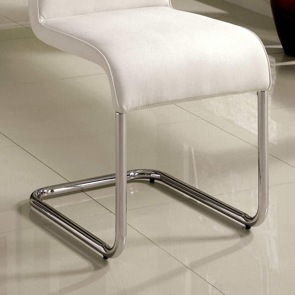 Furniture of America Dorazio Faux Leather Dining Chairs in White (Set of 2)