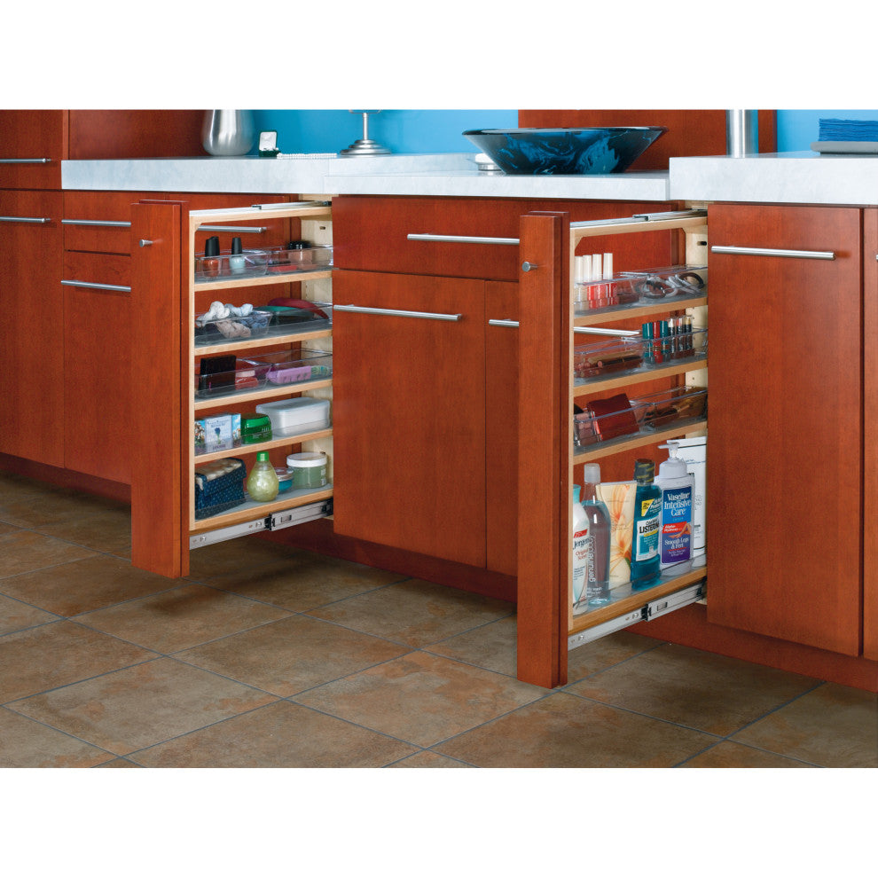 Wood Vanity Base Filler Pull Out Organizer for New Cabinets With Soft Close, 3"W