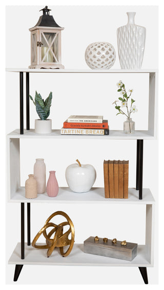 Danya B. Breuer 4-Tier White S-Shaped Bookcase With Black Hardware Accents