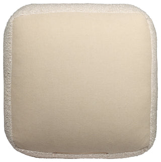 Twill Beige Transitional Solid Handmade Polyester Square Pouf,  18"x18"x18"
