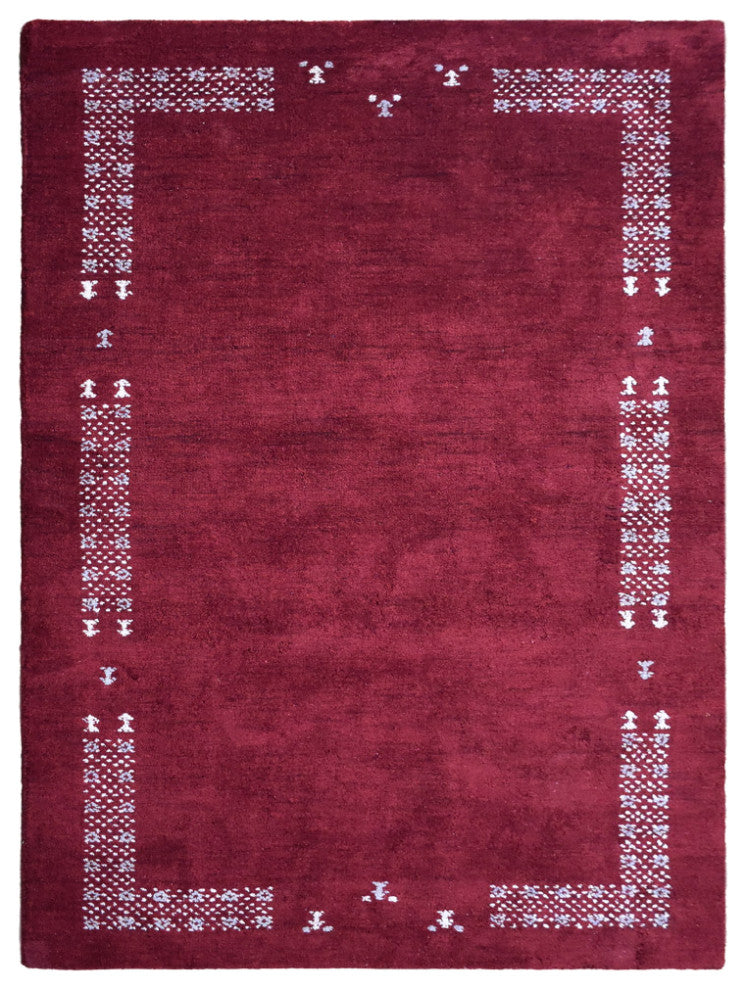 HAND KNOTTED LOOM SILK ECO-FRIENDLY AREA RUGS -8'x10',Rectangle,Red,Contemporary