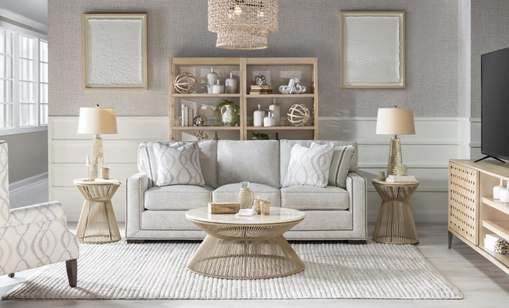 Biscayne Rope Cocktail Table With Travertine Top