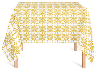 Distressed Tile Pattern Yellow 58x58 Tablecloth