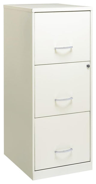 Space Solutions 3 Drawer Vertical Metal File Cabinet with Lock Pearl White