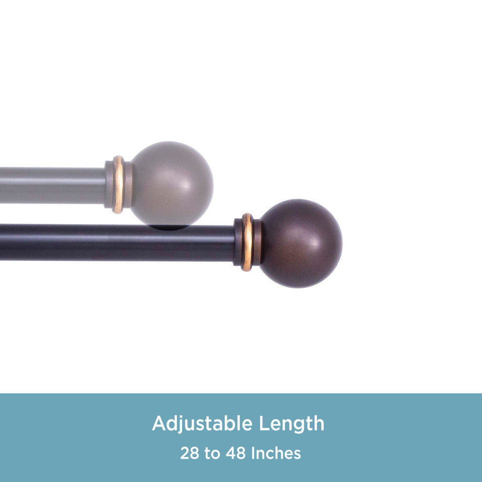 Kenney Chelsea 5/8 Decorative Curtain Rod & Holdback Set, Oil Rubbed Bronze, 28-