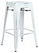 4 Pack Industrial Counter Stool, Backless Design With Square Seat, Antique White