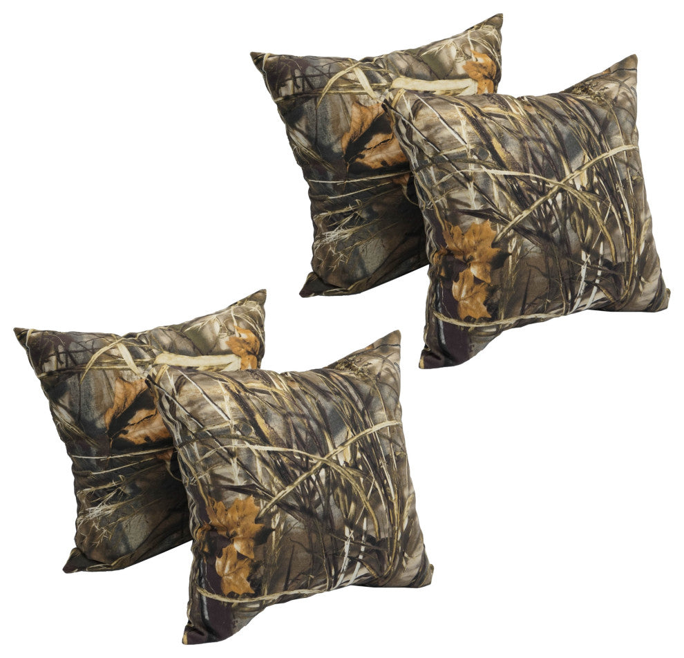 17" Jacquard Throw Pillows With Inserts, Set of 4, All Weather Forest