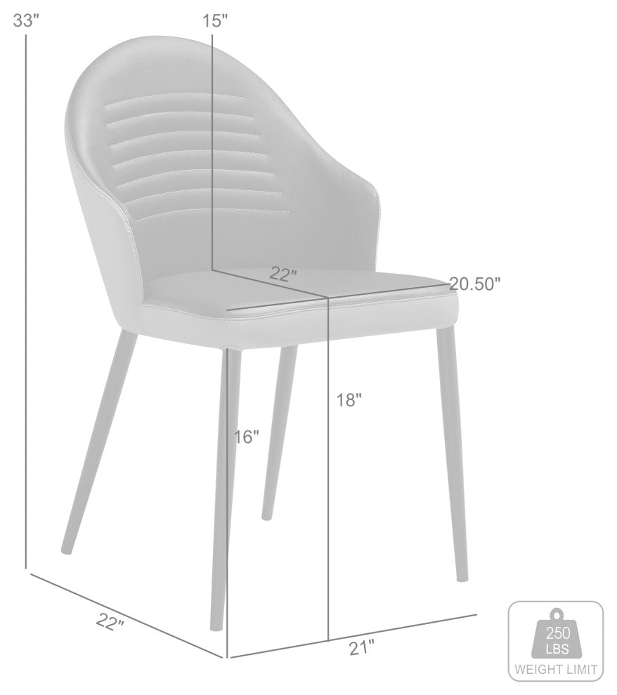 Rocco Upholstered Dining Chair, Taupe Gray and Black Faux Leather Set of 2