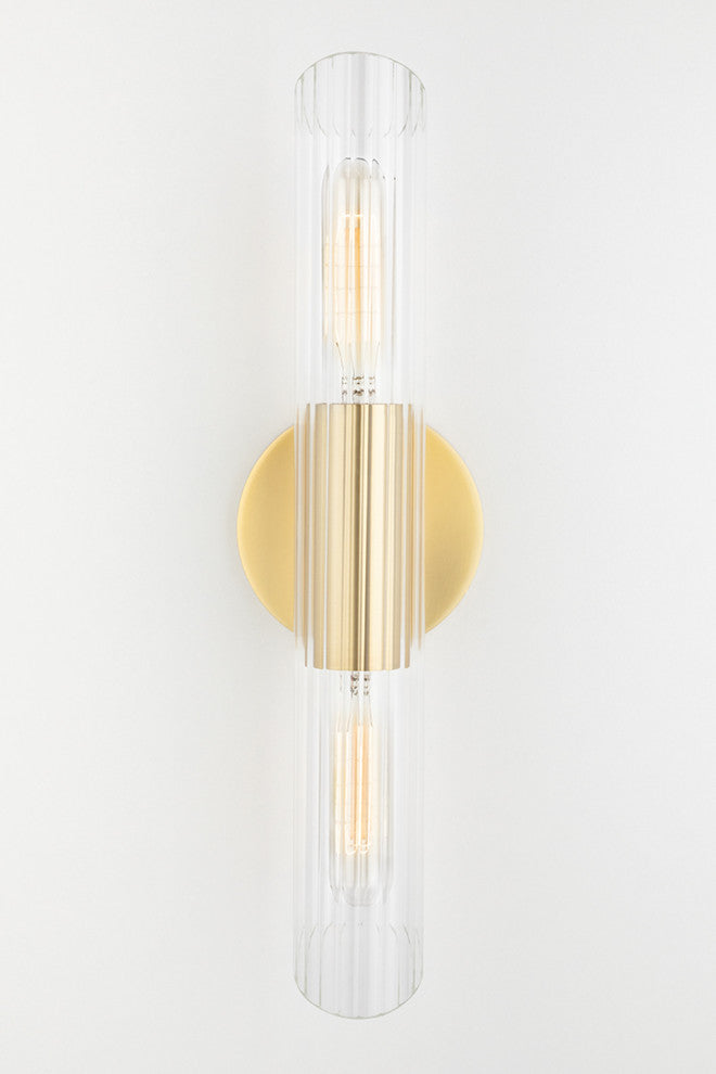 Cecily 2-Light Small Wall Sconce, Clear Glass, Finish: Aged Brass