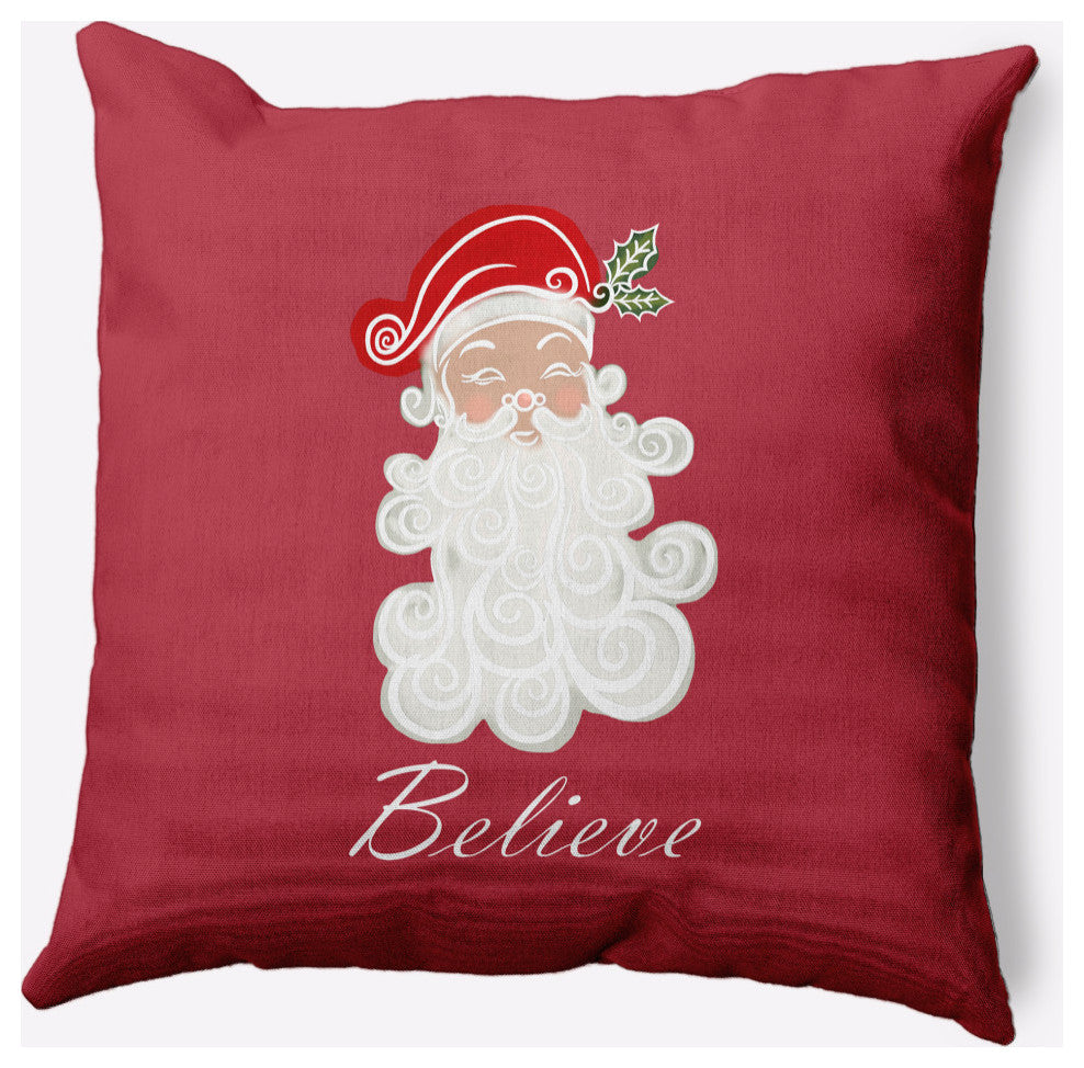 Believe in Santa Decorative Throw Pillow, Muted Red, 18"x18"