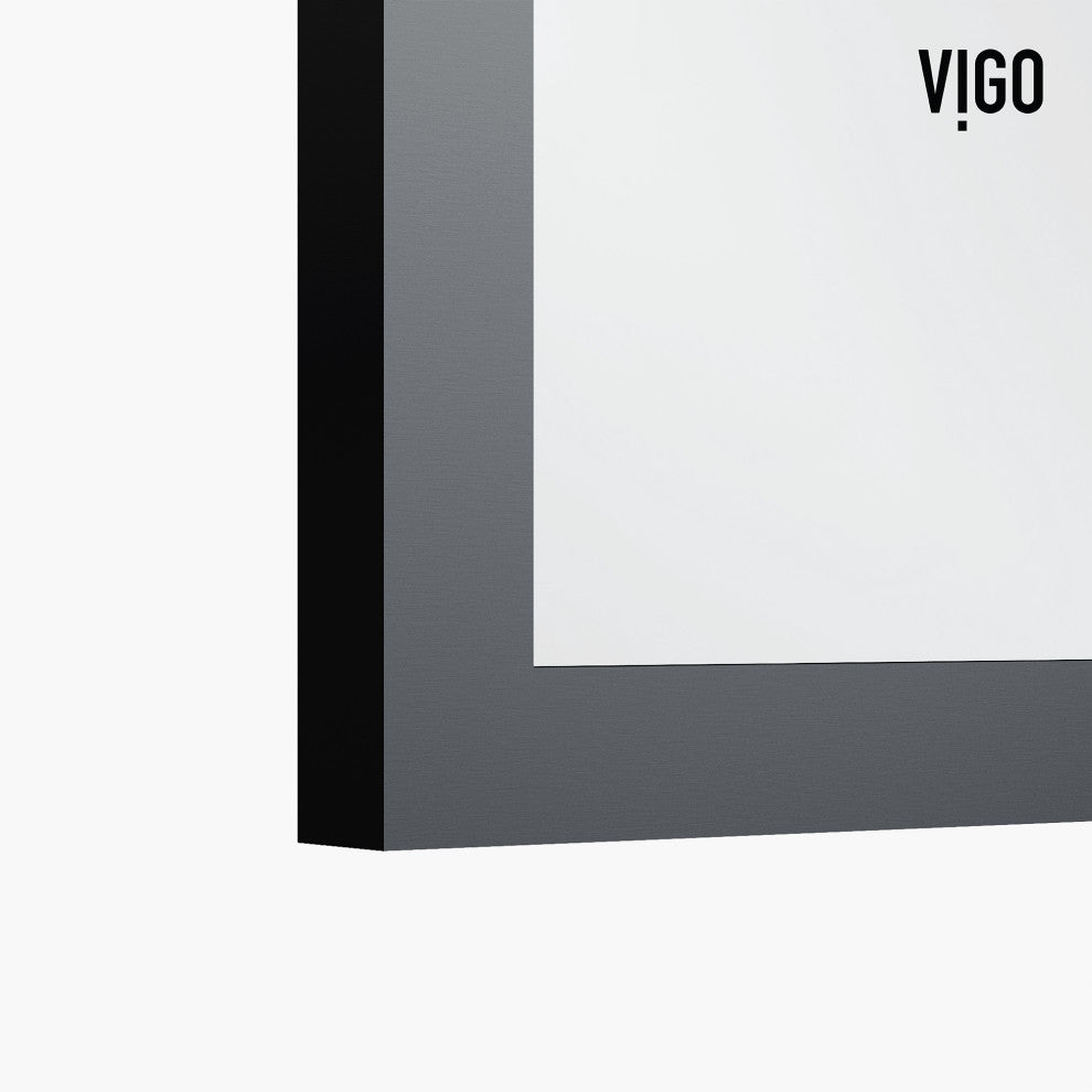 VIGO Essex 34" W x 74" H Framed Fixed Shower Screen with Fluted Glass, Matte Black