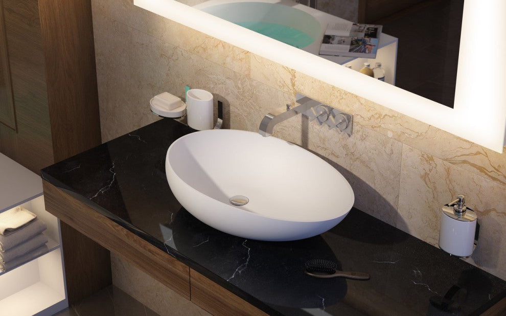 Aquatica Spoon-2 White Stone Vessel Sink