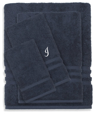 Denzi 4-Piece Towel Combination Set With Monogrammed Letter, I, Twilight Blue