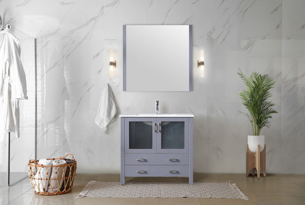 Volez Transitional Dark Grey 36" Single Vanity Set