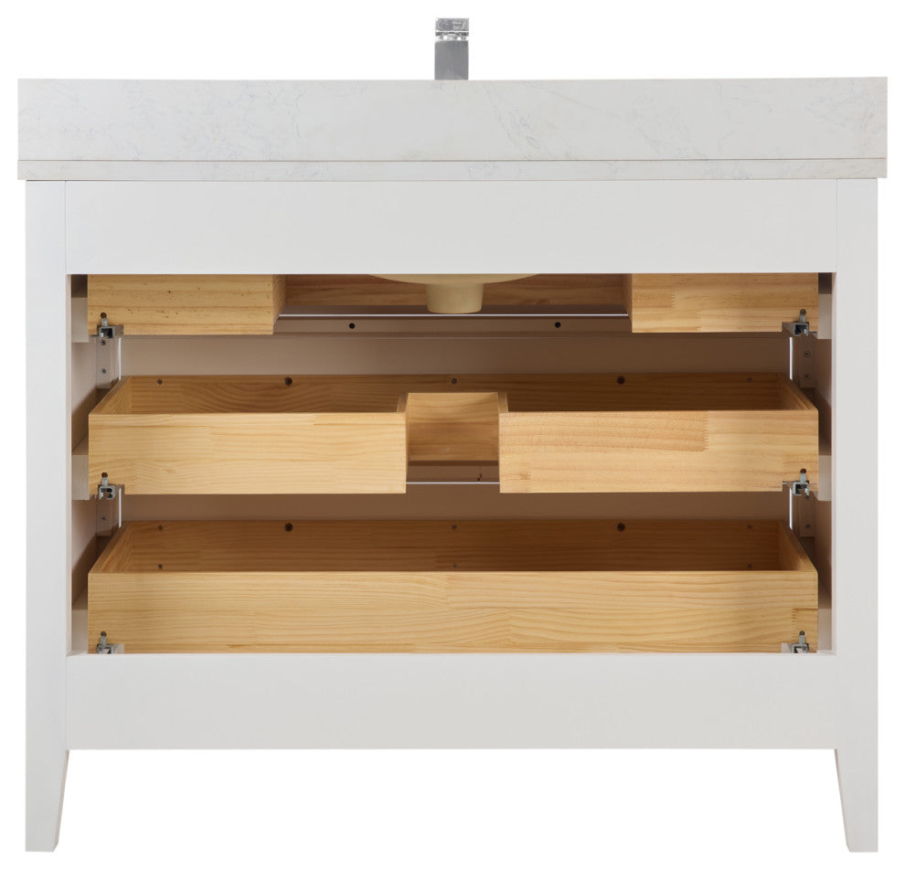 Legion Furniture WS2518 Series Bathroom Sink Vanity, White, 42", Artificial Stone Top, Single Sink